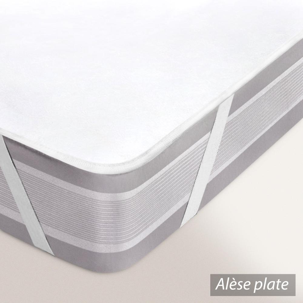 Alèse plate 140x190 cm ACHUA  - Molleton 100% coton 400 g/m2 , matelas 15cm à 23cm