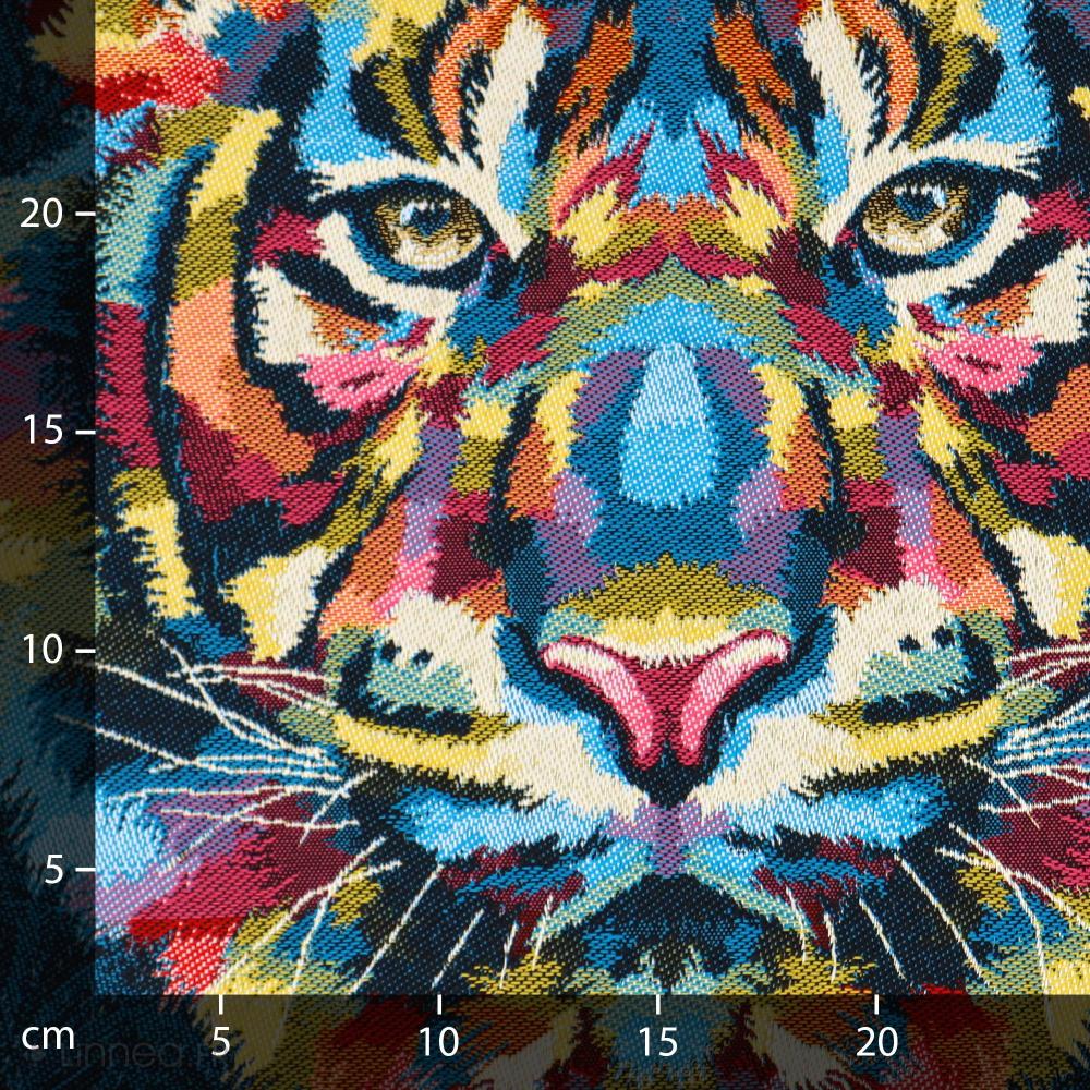 Carré de tissu jacquard polycoton motif tête de tigre SHEREKAHN Multicolor