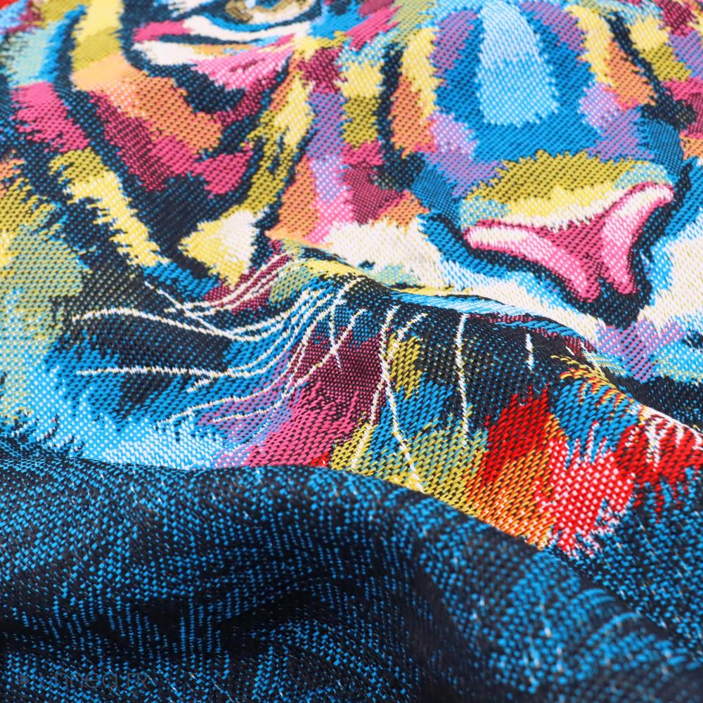 Carré de tissu jacquard polycoton motif tête de tigre SHEREKAHN Multicolor