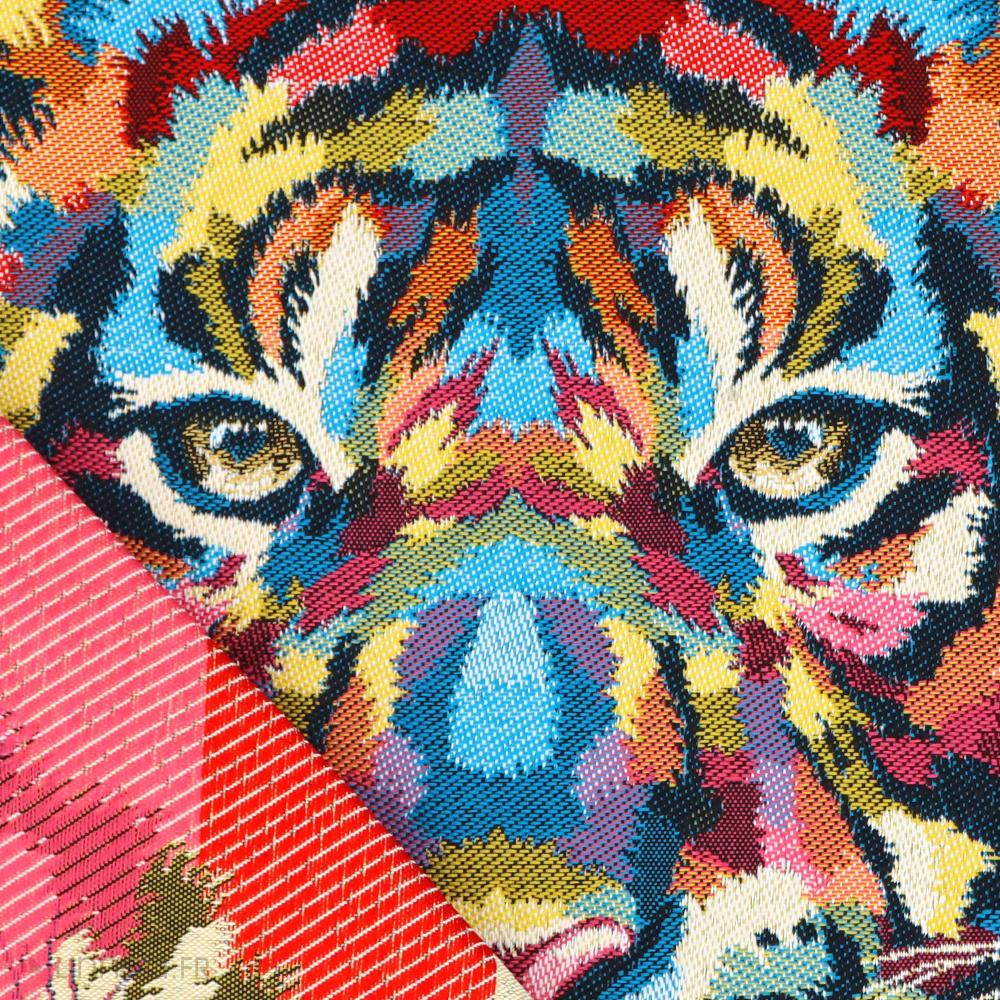 Carré de tissu jacquard polycoton motif tête de tigre SHEREKAHN Multicolor