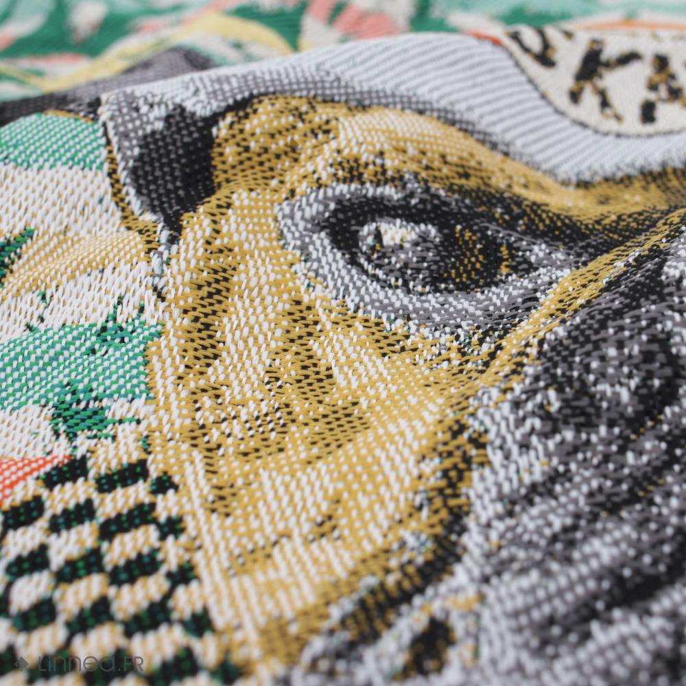 Carré de tissu jacquard polyester motif bulldog SKATER Vert