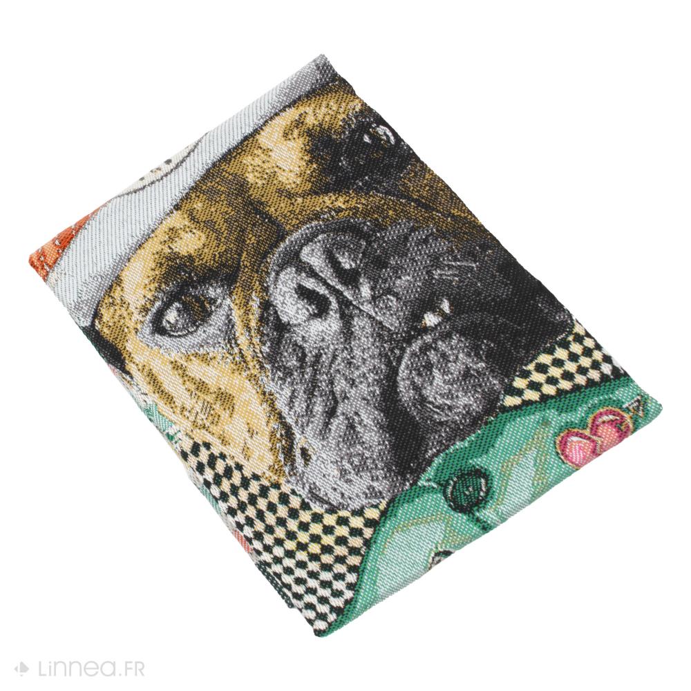 Carré de tissu jacquard polyester motif bulldog SKATER Vert