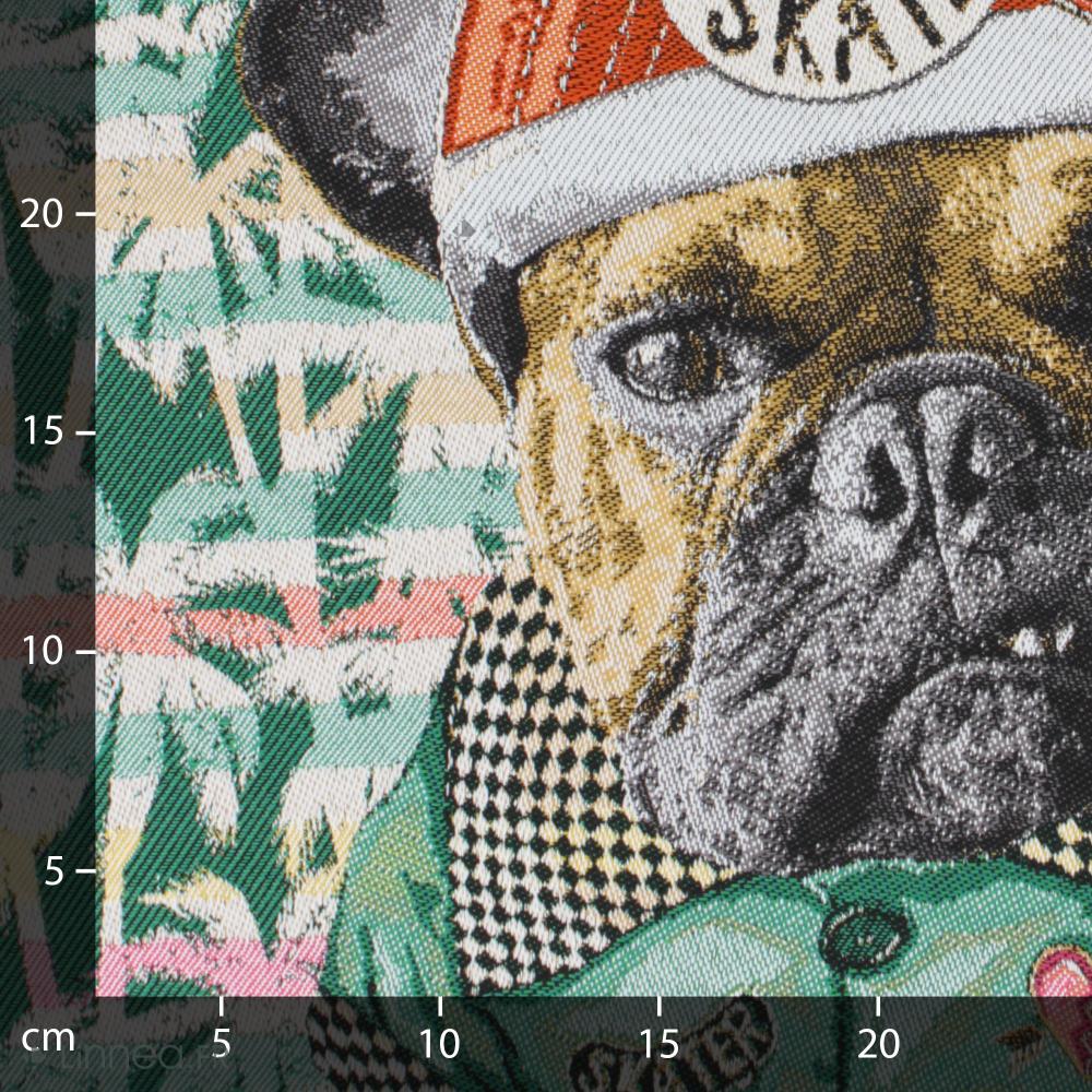 Carré de tissu jacquard polyester motif bulldog SKATER Vert