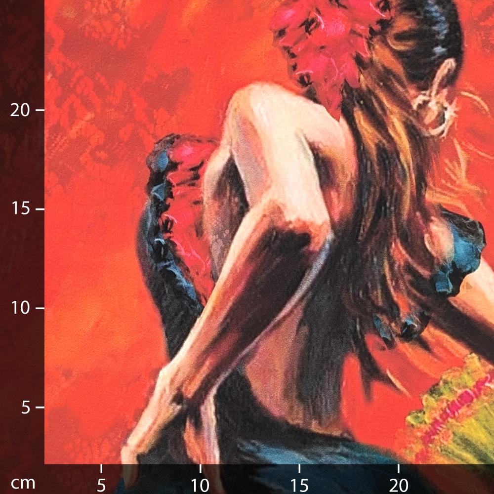 Carré simili vegan rouge et bleu marine 44x44 cm ART danseuse flamco