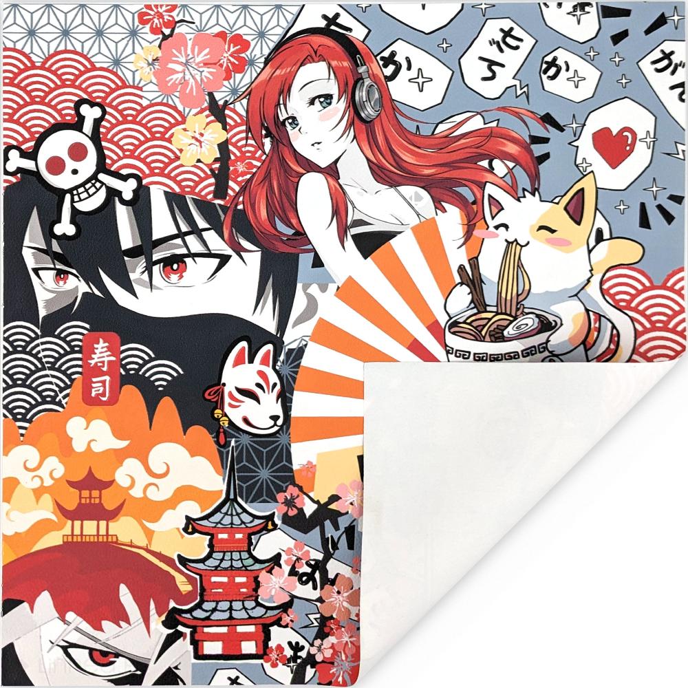 Carré simili cuir animé japonais  44x44 cm ART personnages manga