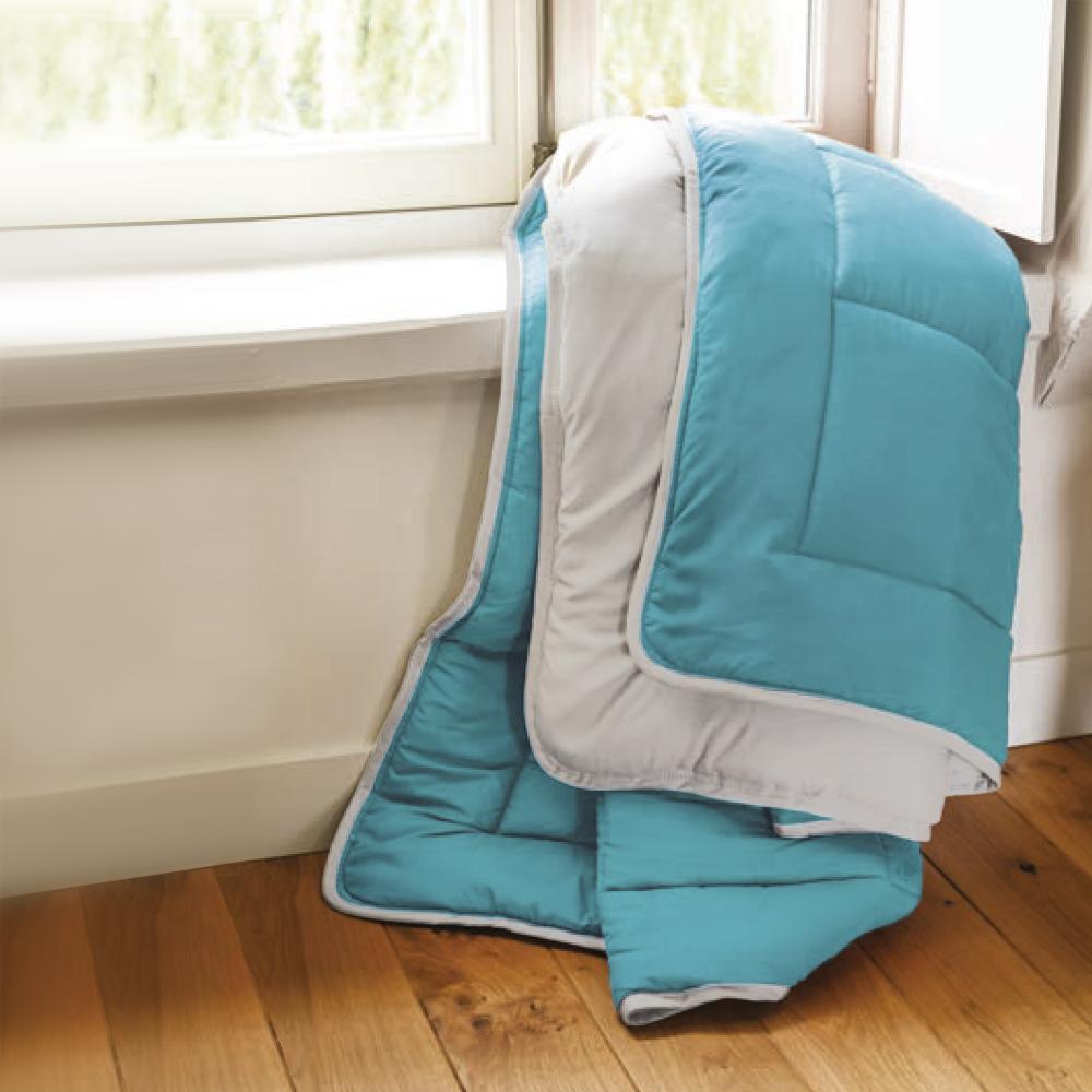 Couette été 140x200 cm COCOON BICOLORE Lac/Galet garnissage fibre polyester 200 g/m2