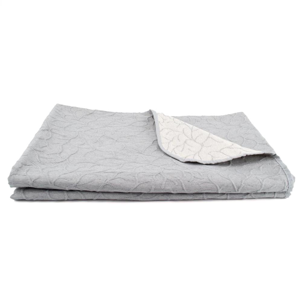 Dessus de lit jacquard 270x250 cm CHARENTE en 100% coton gris perle