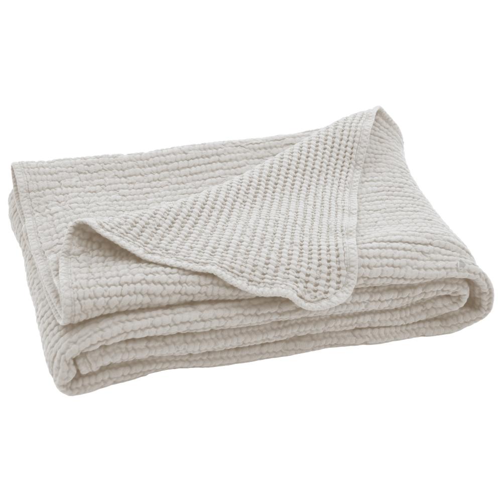 Dessus de lit réversible 270x250 cm JAIPUR en 100% coton beige craie