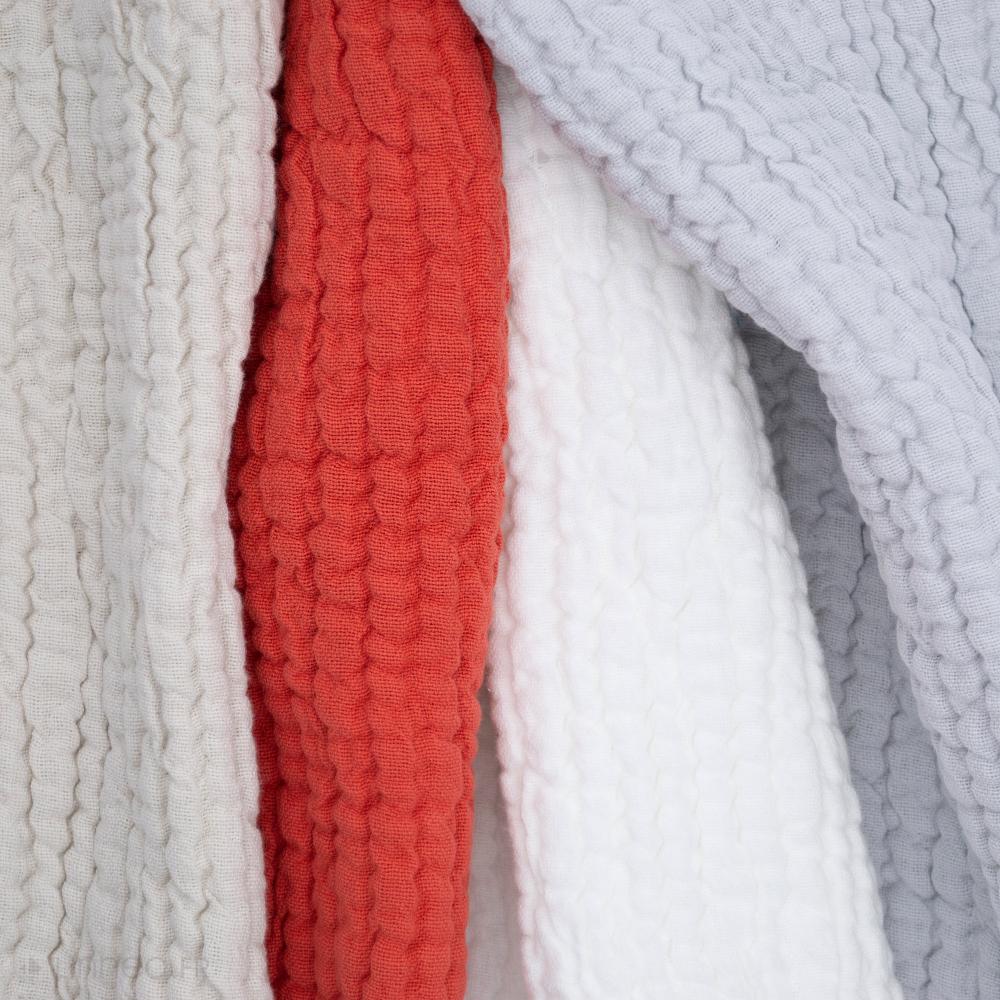 Dessus de lit réversible 270x250 cm JAIPUR en 100% coton beige craie
