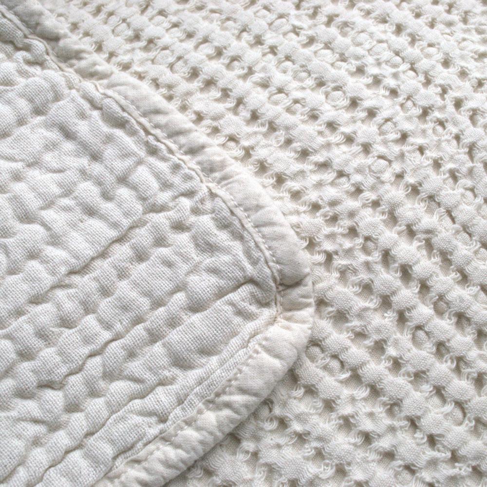 Dessus de lit réversible 270x250 cm JAIPUR en 100% coton beige craie