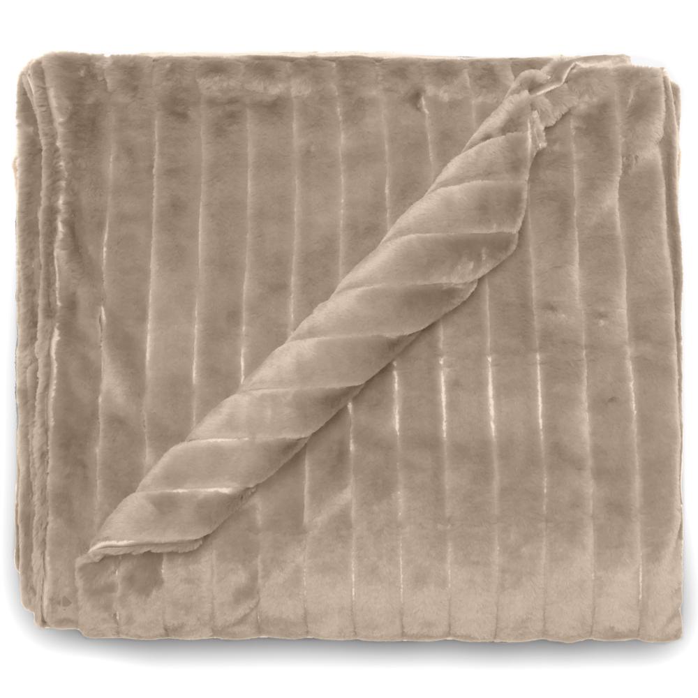 Dessus de lit 260x230 cm HERMINE fausse fourrure beige Naturel