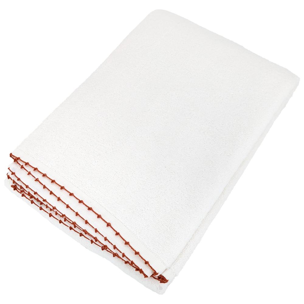 Drap de bain 100x150 cm pur coton collection ORLA avec picueta orange