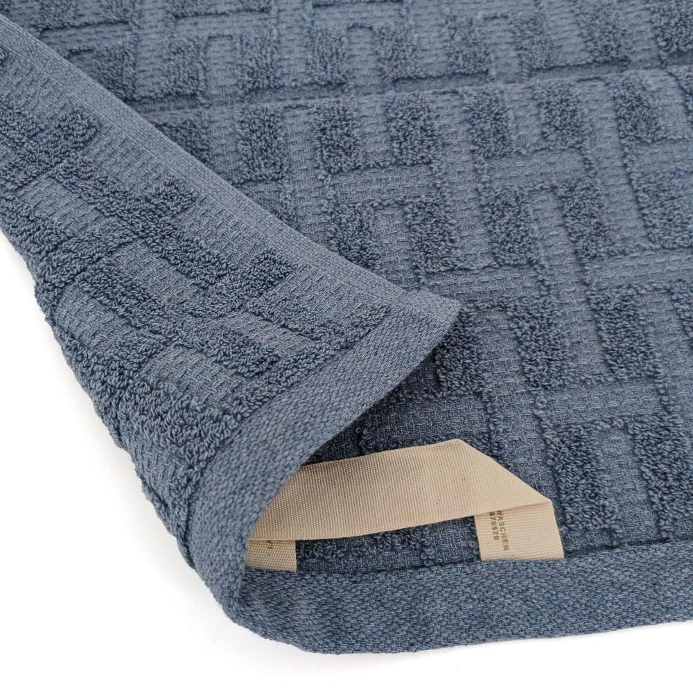 Drap de bain pur coton gaufré 100x150cm DENIM  bleu