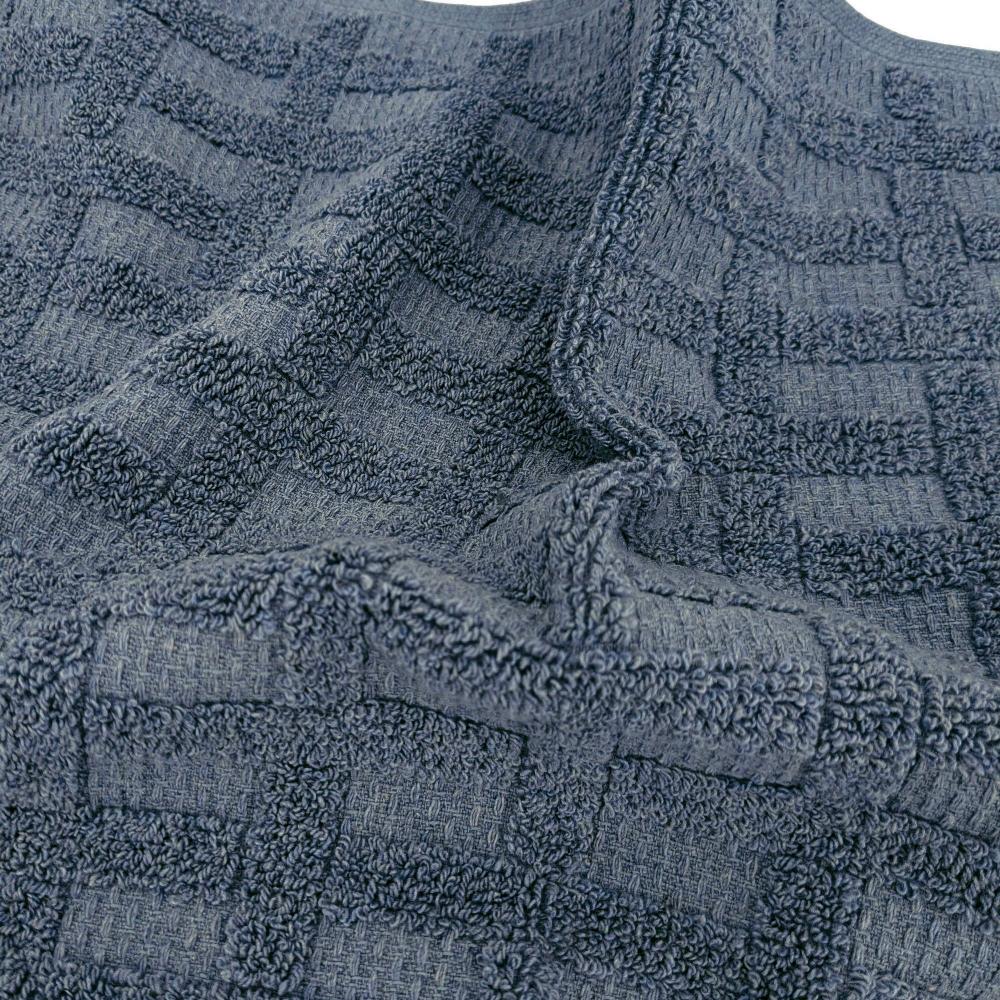 Drap de bain pur coton gaufré 100x150cm DENIM  bleu