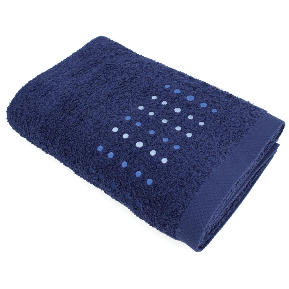 Drap de bain 100x150 cm 100% coton 550 g/m2 PURE POINTS Bleu Marine