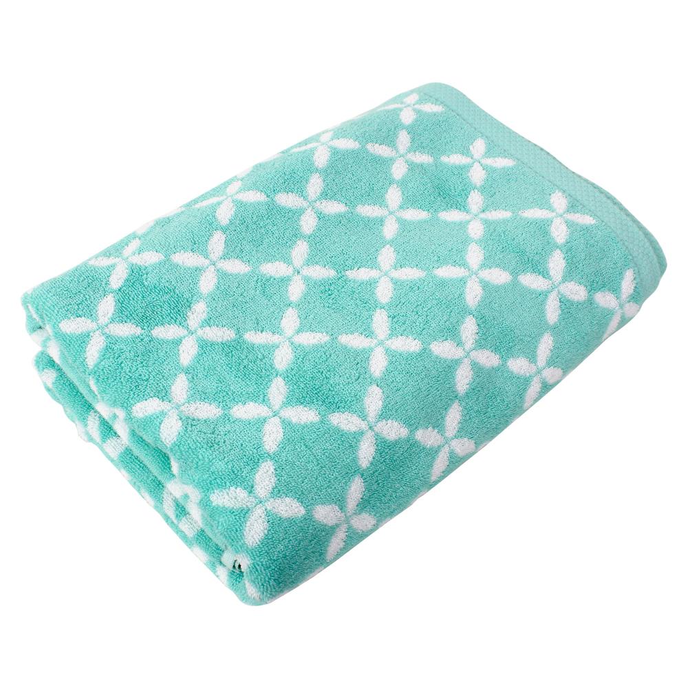 Drap de bain 100x150 cm SHIBORI floral Vert 100% coton 500 g/m2