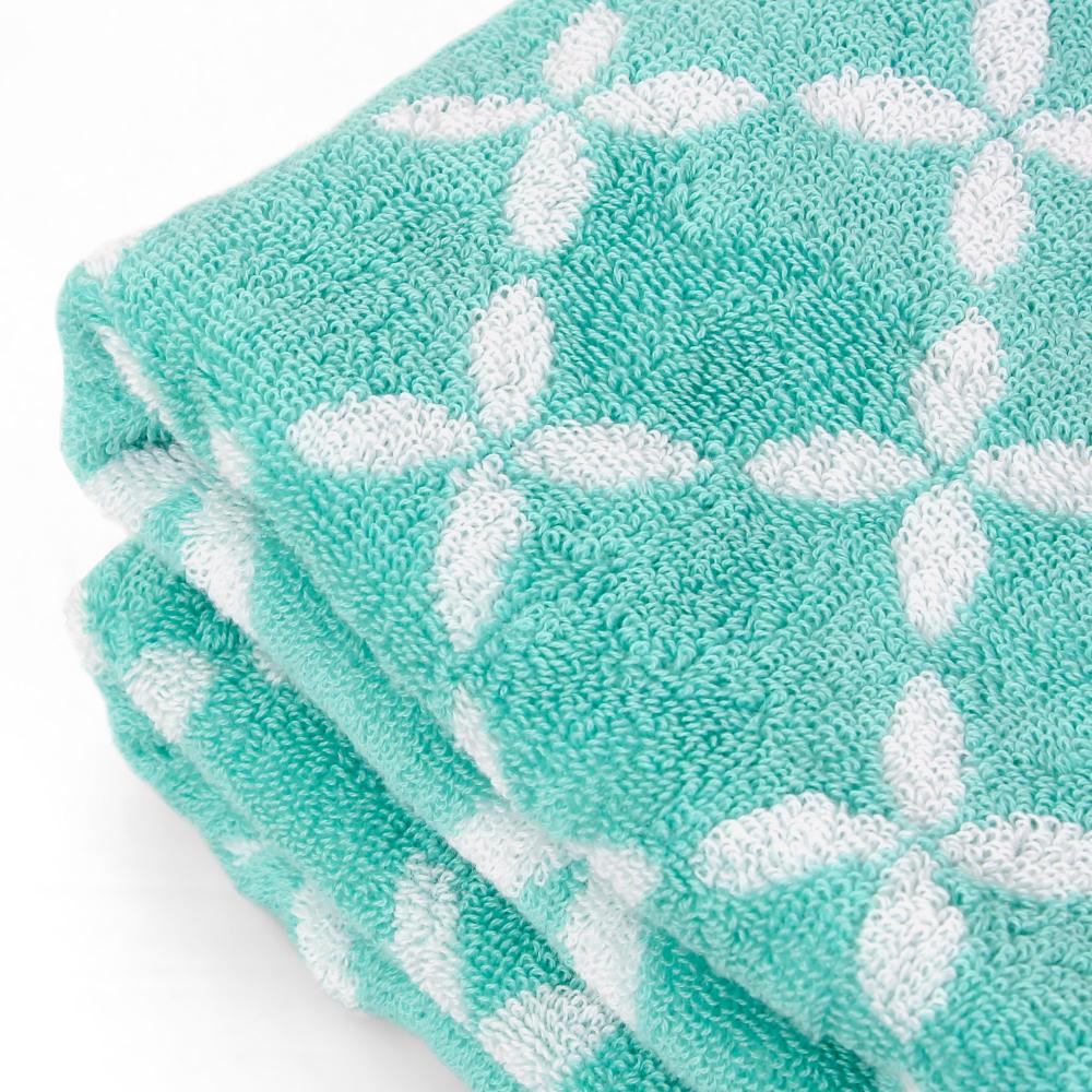 Drap de bain 100x150 cm SHIBORI floral Vert 100% coton 500 g/m2
