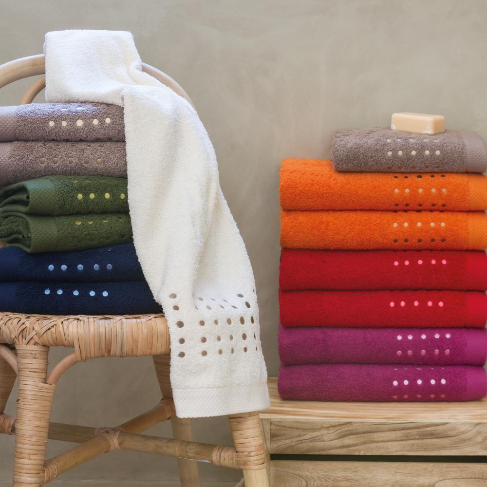 Drap de douche 70x140 cm 100% coton 550 g/m2 PURE POINTS Violet Prune