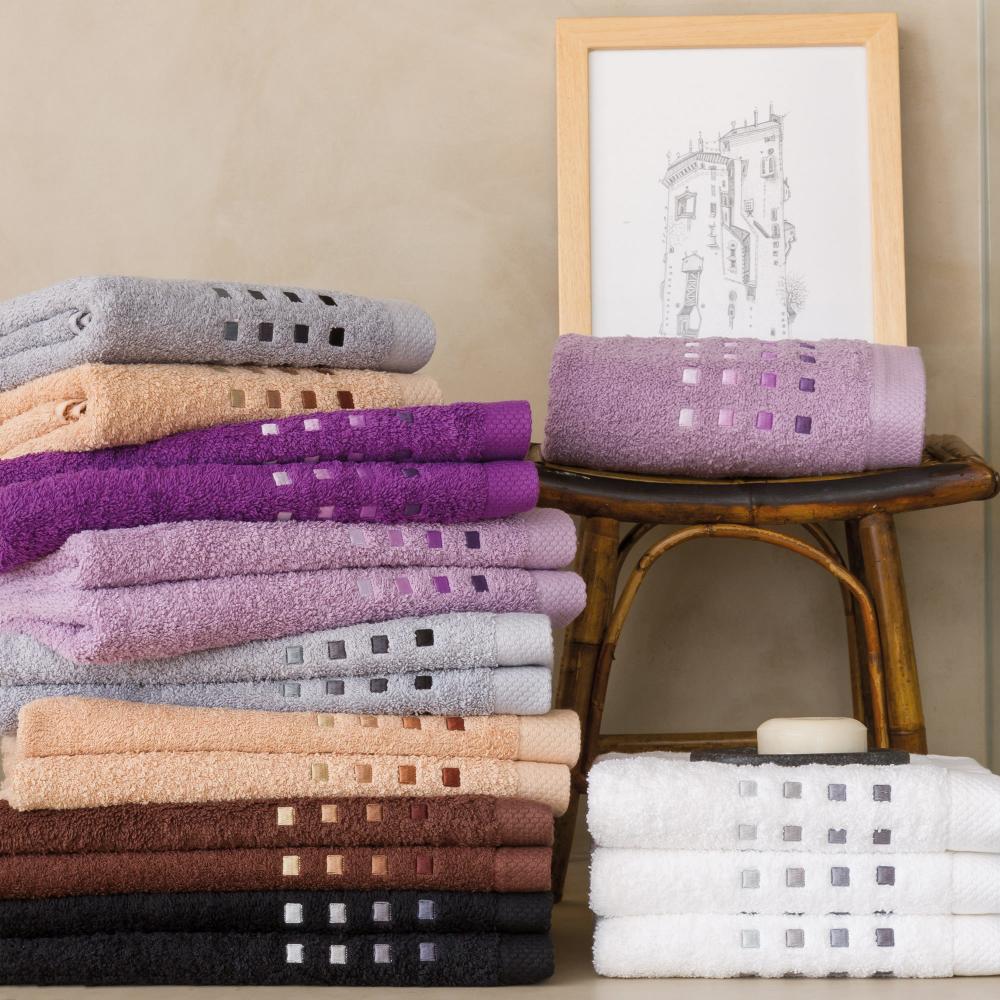 Drap de douche 70x140 cm PURE SQUARES Bleu Lavande 550 g/m2