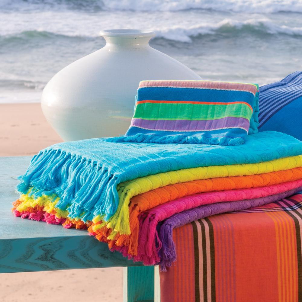 Drap de plage Fouta 100x180 cm 100% coton 340 g/m2 OLIB rose motifs cristaux