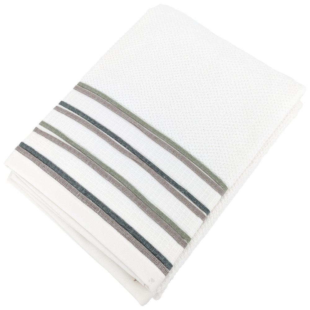 Drap de douche 70x140 cm pur coton collection SERATA blanc vert