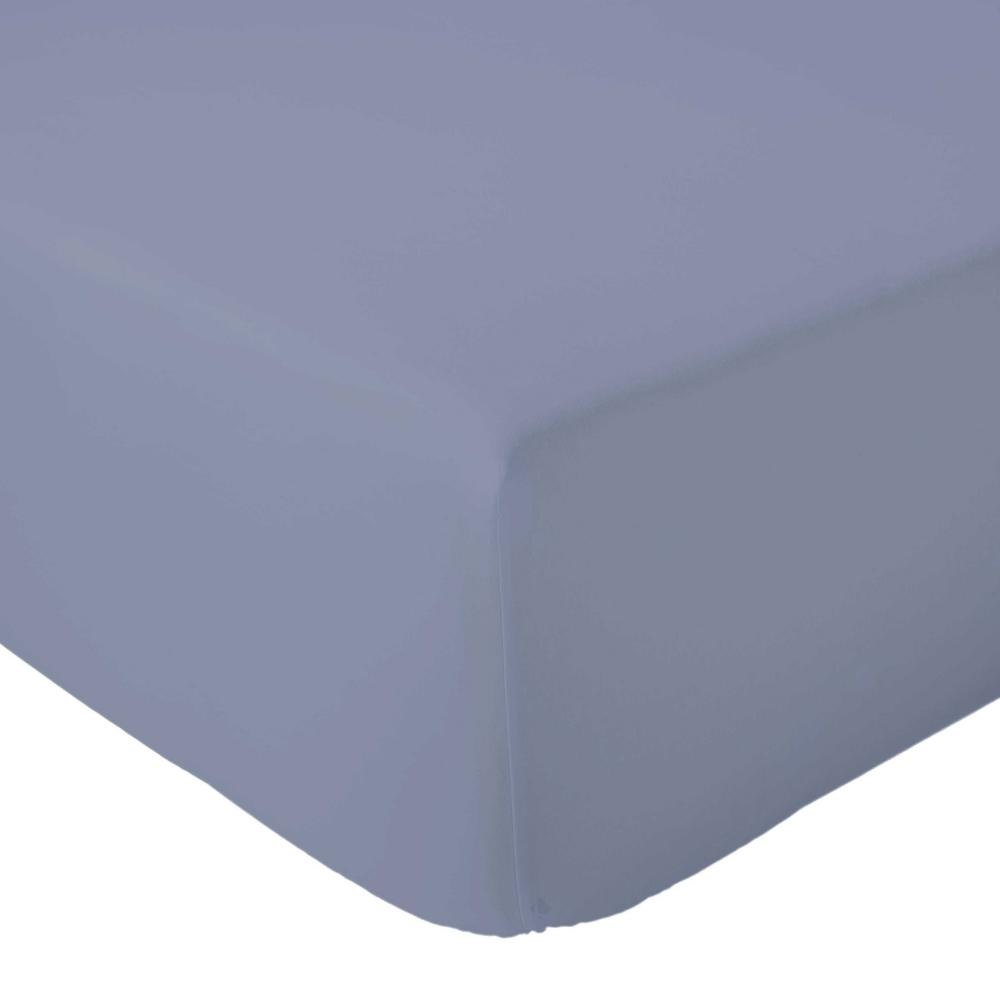 Drap housse 140x200 cm bonnet 30 cm percale de coton PASSION PERCALE Bleu baltique