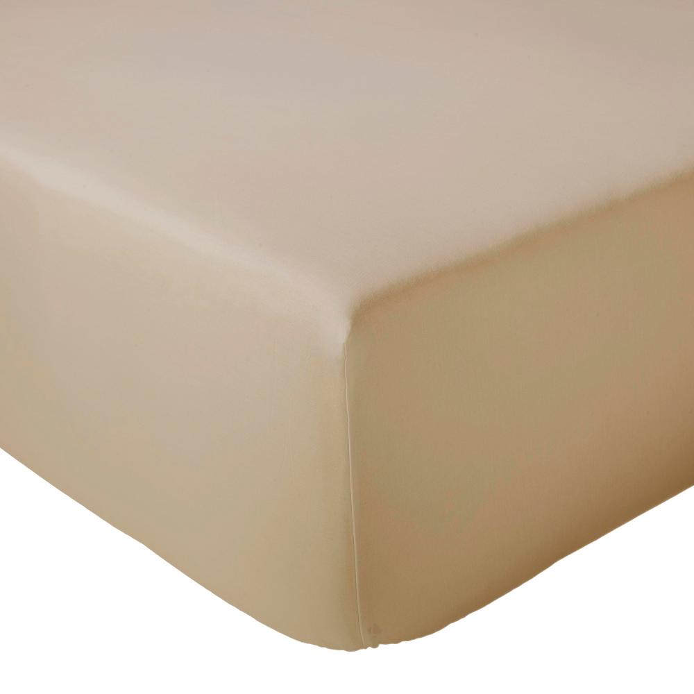 Drap housse 140x200 cm bonnet 30 cm percale PASSION PERCALE Moka