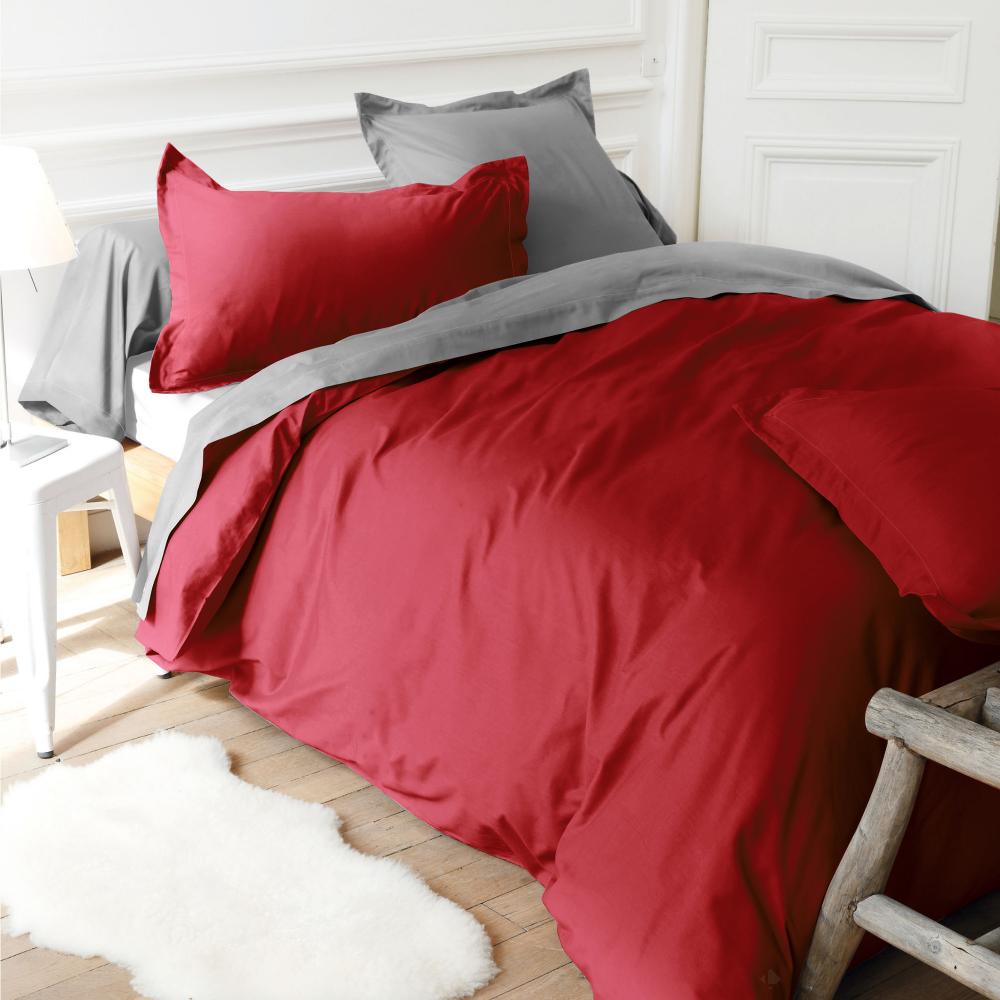 Drap housse uni 160x200 cm bonnet 40 cm 100% coton ALTO rouge Garance