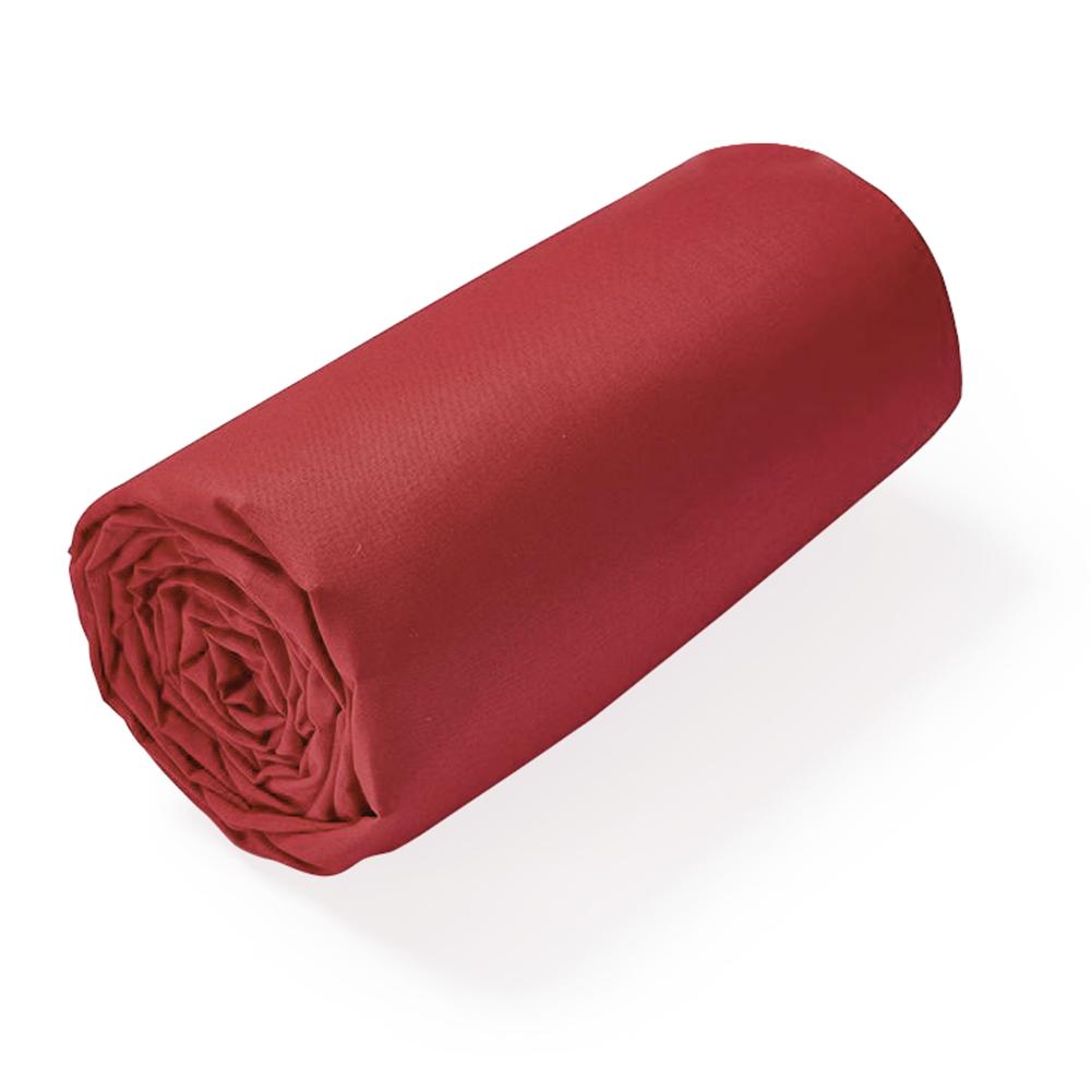 Drap housse uni 160x200 cm bonnet 40 cm 100% coton ALTO rouge Garance