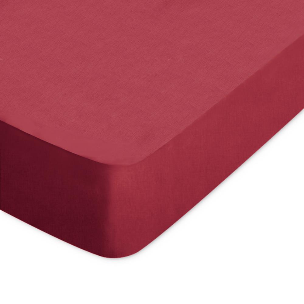 Drap housse uni 160x200 cm bonnet 40 cm 100% coton ALTO rouge Garance