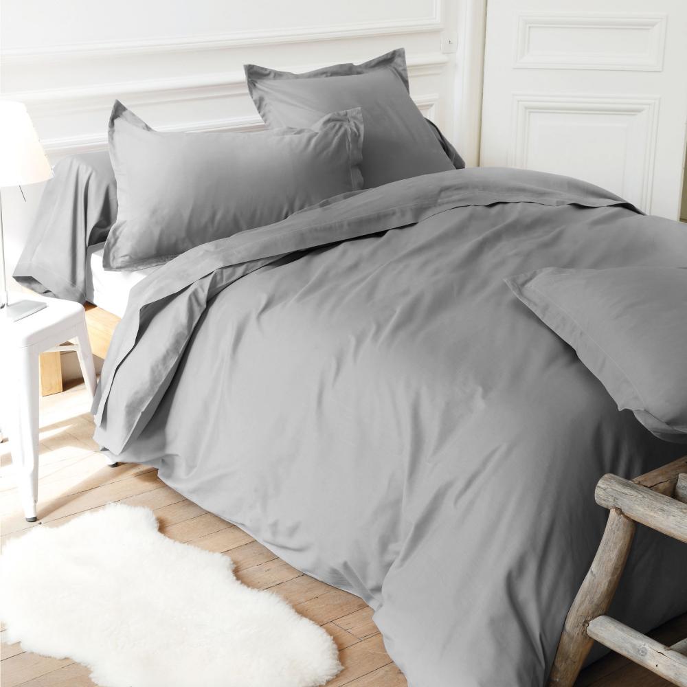 Drap housse uni 160x200 cm bonnet 30 cm 100% coton ALTO Alu