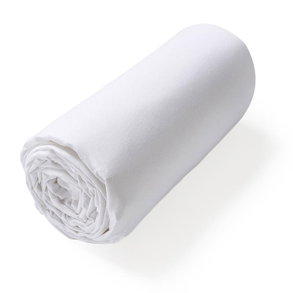 Drap housse uni 180x210 cm bonnet 40 cm 100% coton ALTO blanc