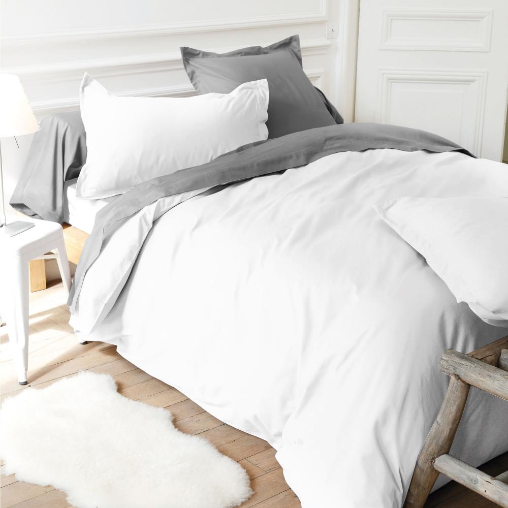 Drap housse uni 180x210 cm bonnet 40 cm 100% coton ALTO blanc