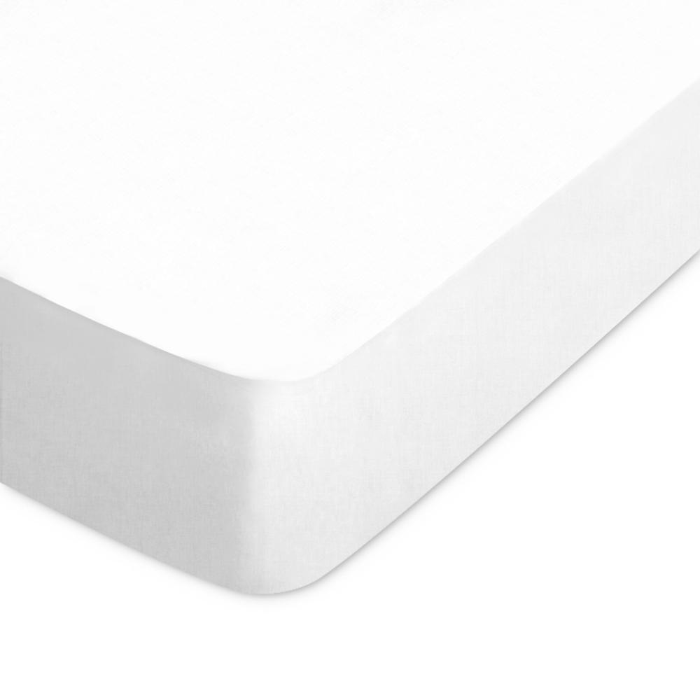 Drap housse uni 220x200 cm bonnet 30 cm 100% coton ALTO Blanc