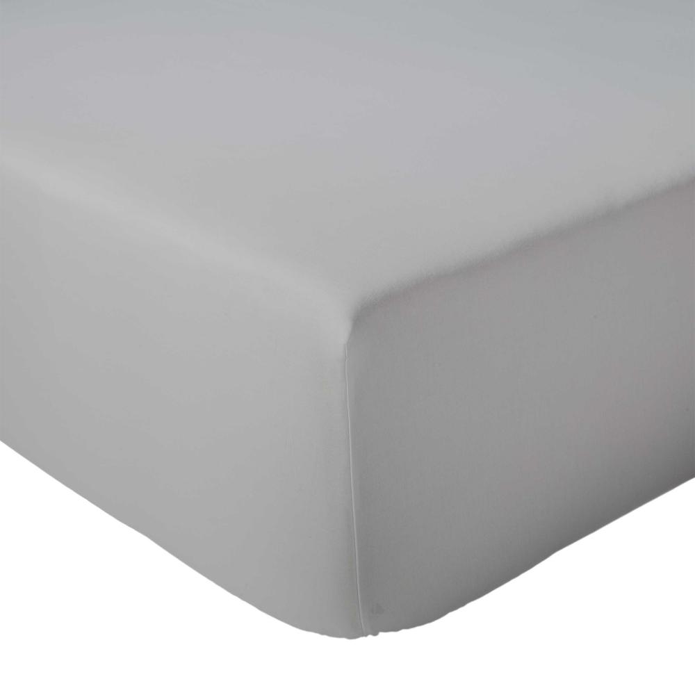 Drap housse 90x190 cm bonnet 30 cm percale de coton PASSION PERCALE Gris nuage
