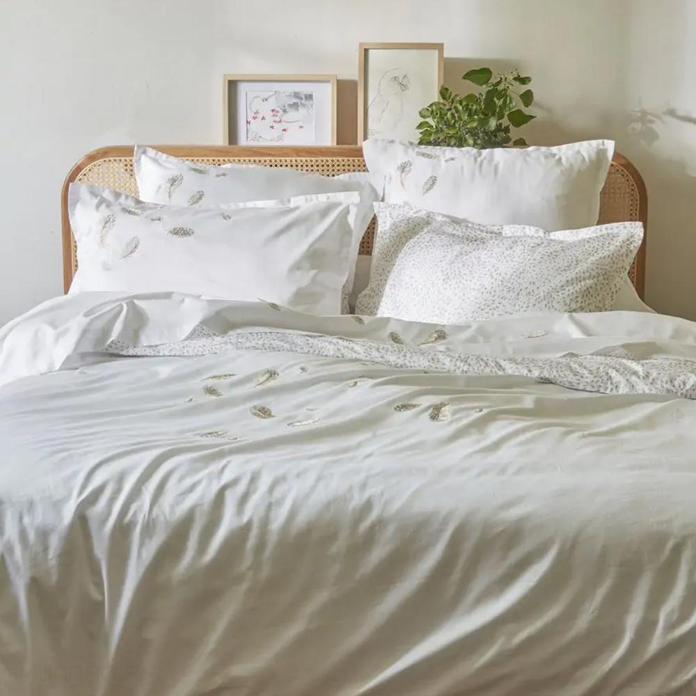 Drap housse 90x190 cm en satin de coton bonnet 30 cm NINA blanc