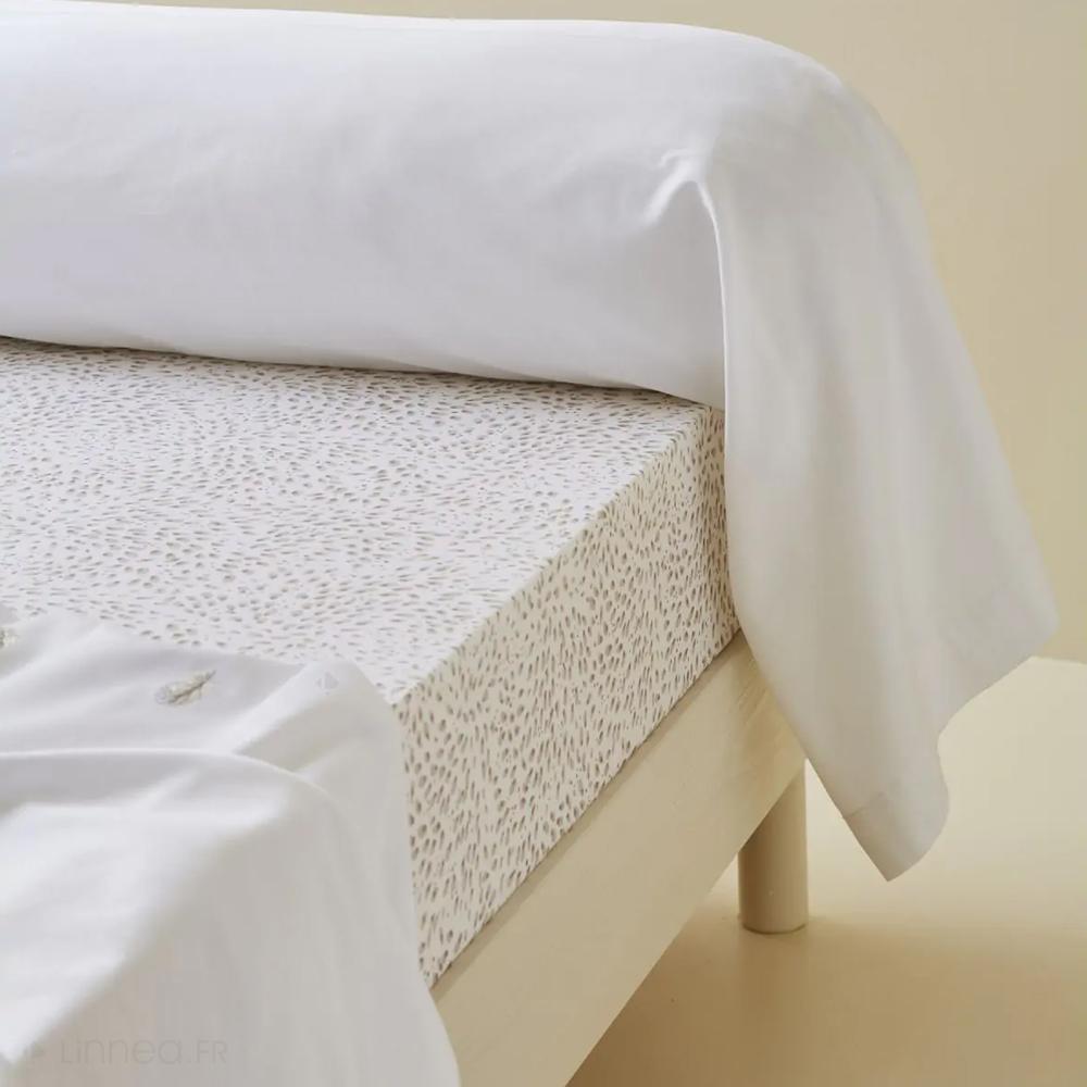Drap housse 90x190 cm en satin de coton bonnet 30 cm NINA blanc