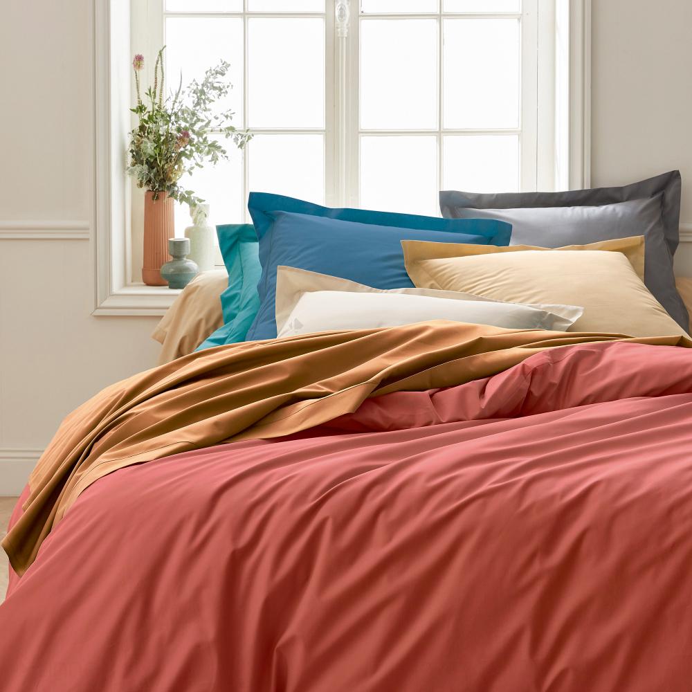 Drap housse 90x200 cm bonnet 40 cm percale de coton PASSION PERCALE Vert sauge