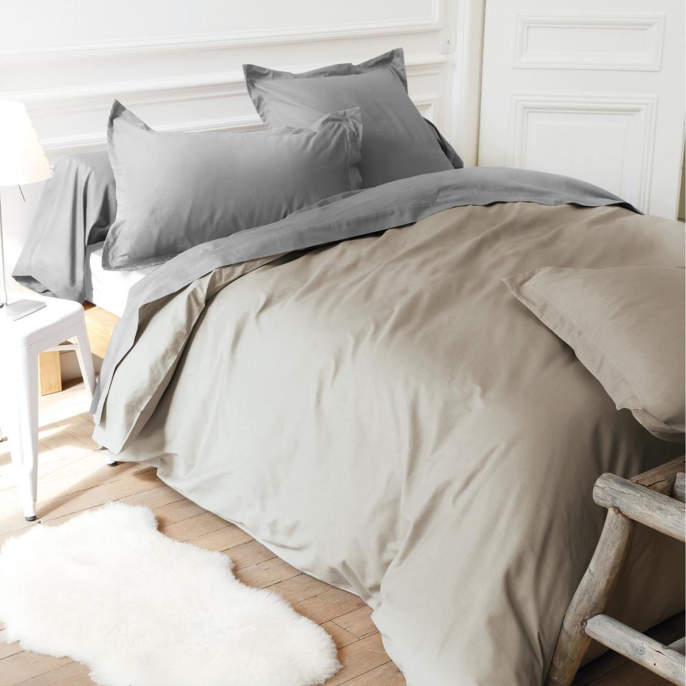 Drap housse uni 90x220 cm bonnet 30 cm 100% coton ALTO Chamois