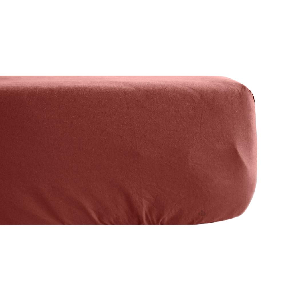 Drap housse uni 120x190 cm percale MANOIR rose Pêche bonnet 35