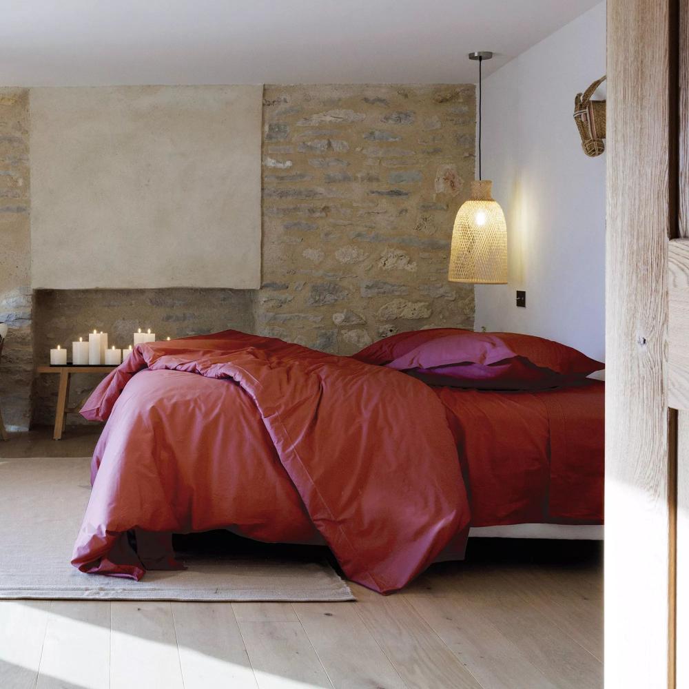 Drap housse uni 120x190 cm percale MANOIR rose Pêche bonnet 35