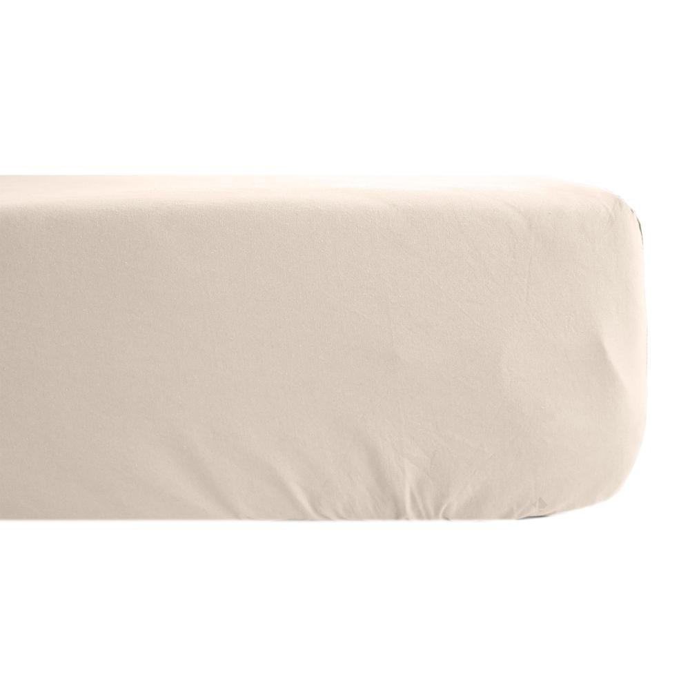 Drap housse uni 180x200 cm percale MANOIR blanc Naturel bonnet 40