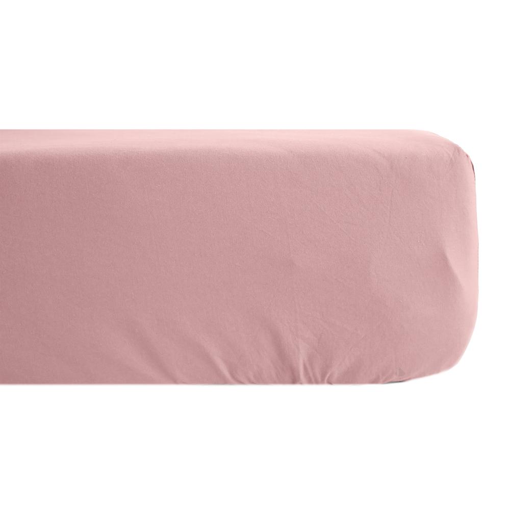 Drap housse uni 200x200 cm 100% percale de coton MANOIR Rose bonnet 40