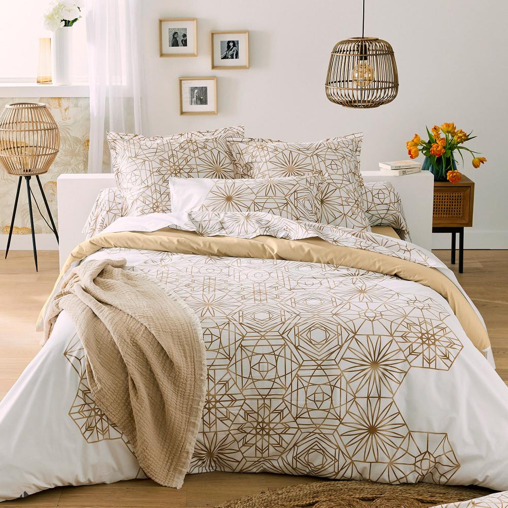 Drap plat 280x325 cm percale 100% coton GABRIELLE jaune champagne