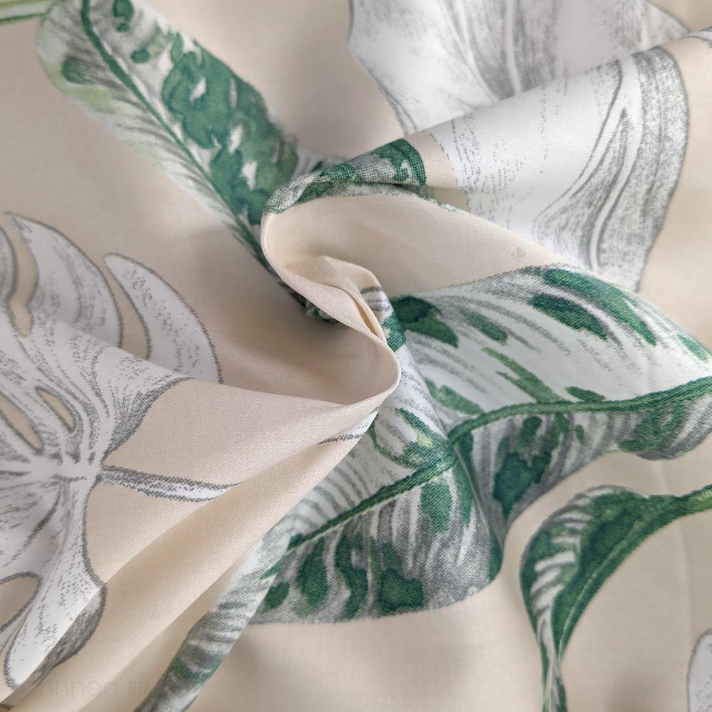 Drap plat 180x290 cm satin de coton VOYAGE beige Lin