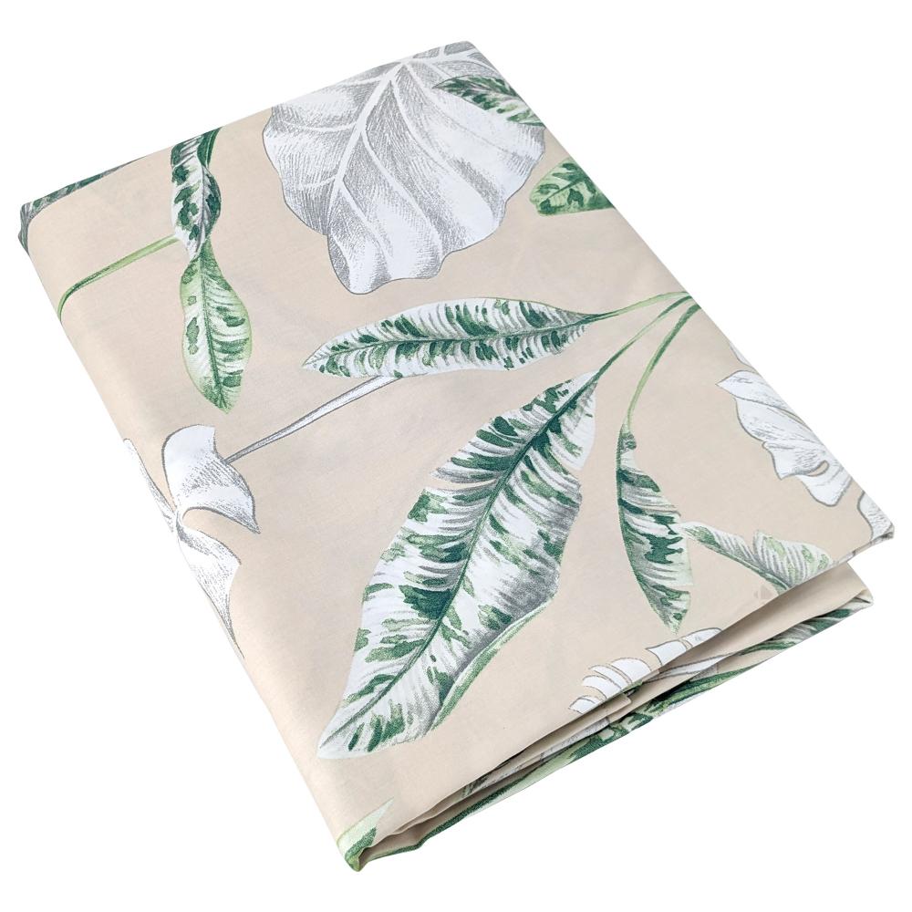 Drap plat 180x290 cm satin de coton VOYAGE beige Lin