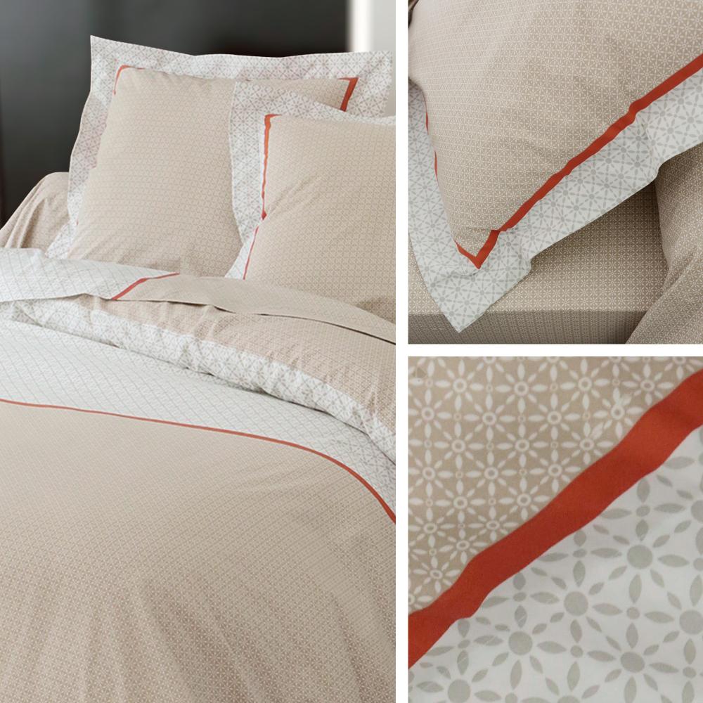 Drap plat 240x310 cm satin de coton WESLEY beige sisal