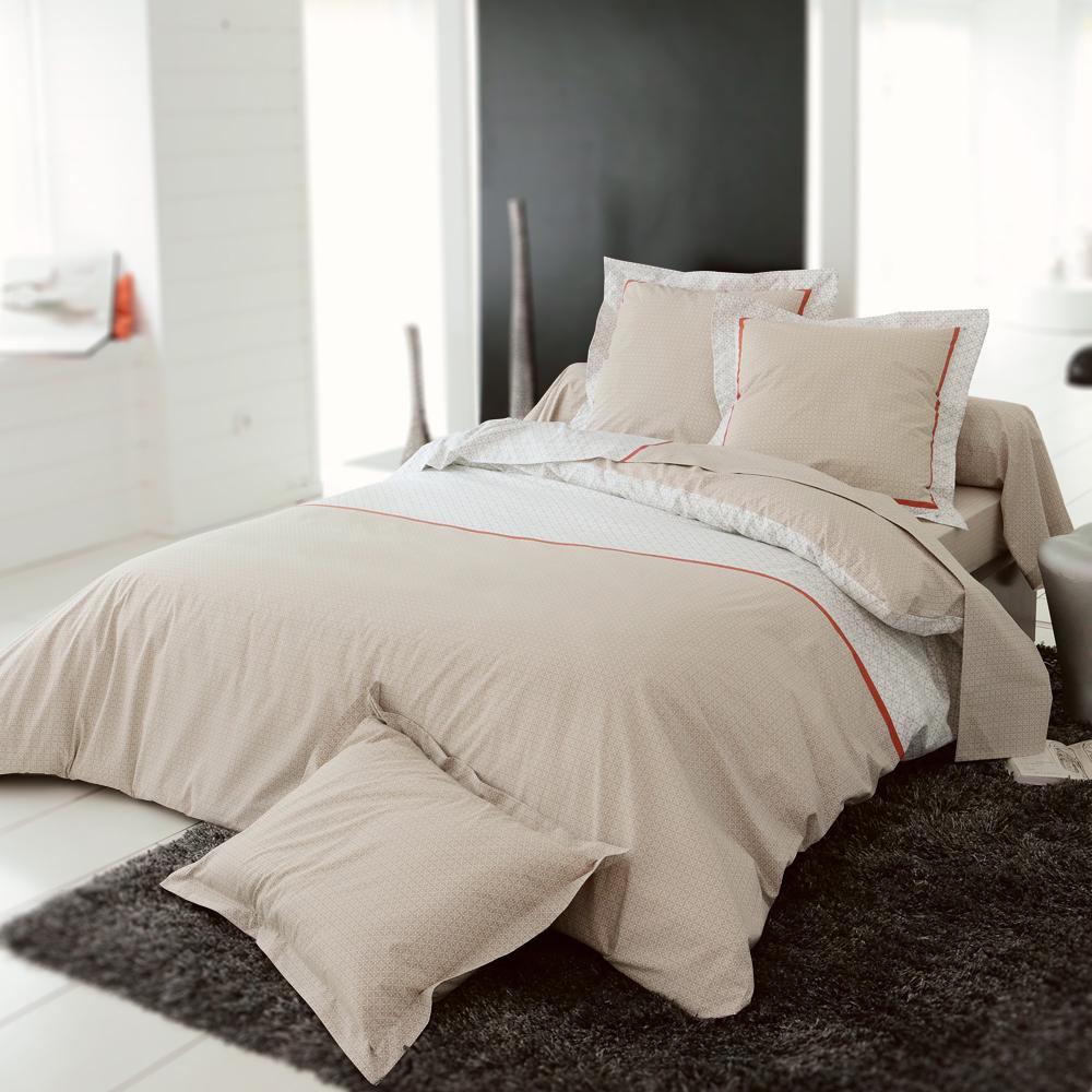 Drap plat 240x310 cm satin de coton WESLEY beige sisal