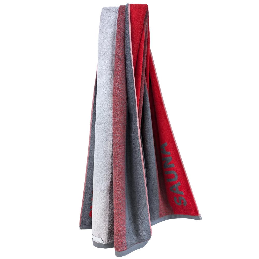 Drap de sauna 85x200 cm pur coton collection SAUNA à rayures rouge