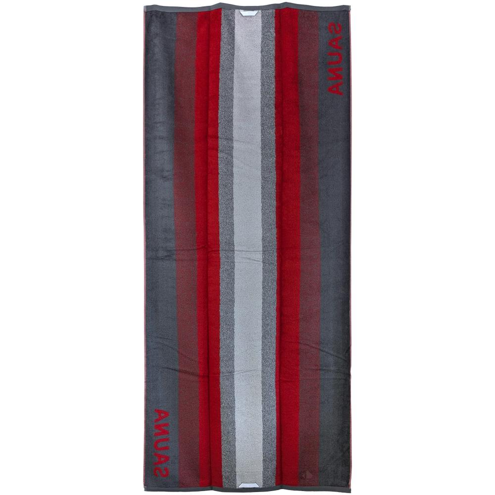Drap de sauna 85x200 cm pur coton collection SAUNA à rayures rouge